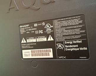 #25 - $110 - 60 inch Sharp Aquos TV
