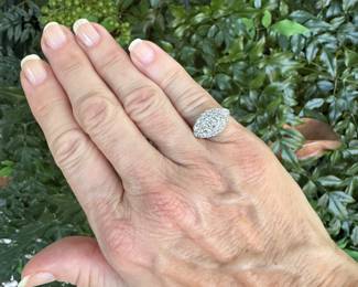 #J5 - $375 -14kt white gold pinkie ring, size 4 1/2, 2.8 grams.