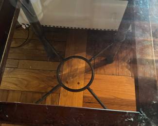 #93 - $120 - Square metal and glass side table 22wx22dx25t