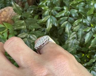 #J5 - $375 -14kt white gold pinkie ring, size 4 1/2, 2.8 grams.