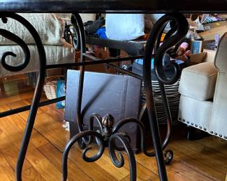 #84 - $190 - Pier one imports table with custom glass top 38roundx31t