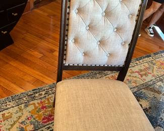 #41 - $1,050 - Dinning table with 6 linen chairs 46wx84d without leaf - leaf 20dx30t