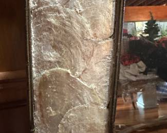 #74 - $70 - Wrought iron and shell standing mirror 22wx65t