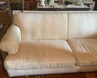 #94 - $300 - Linen couch cream color 86wx35dx34t