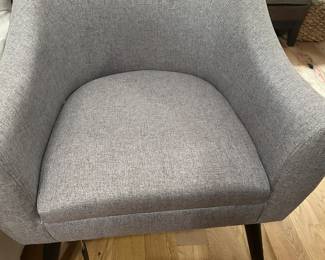 #106 - $200 - 2 - Grey linen barrel back chairs 23wx26dx31t
