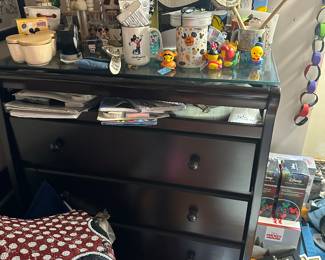 #8 - $150 - 3 Drawer dresser / baby changing table with glass top 36wx22dx38t  
