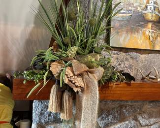 #94A - $120 - 2 - Mantel floral arrangement by Celebration