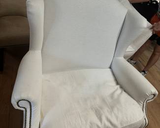 #102 - $150 - Large white linen chair
