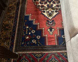 #103 - $400 - Aztec design area carpet red and blue  63wx120
