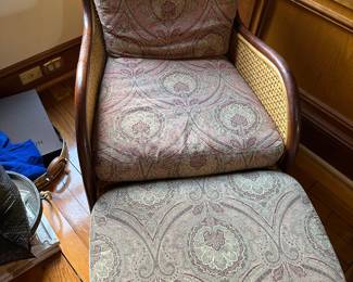 #87 - $300 - Vintage rattan palecek chair and ottoman 26wx33dx33t
