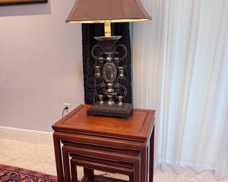 Nesting tables have been sold. Lamp is available.