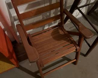 Vintage Child's Slatted Wood Folding Chair 