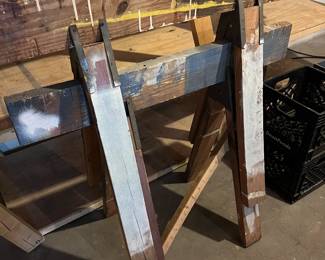 Wooden sawhorse