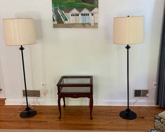 Curio table & floor lamps