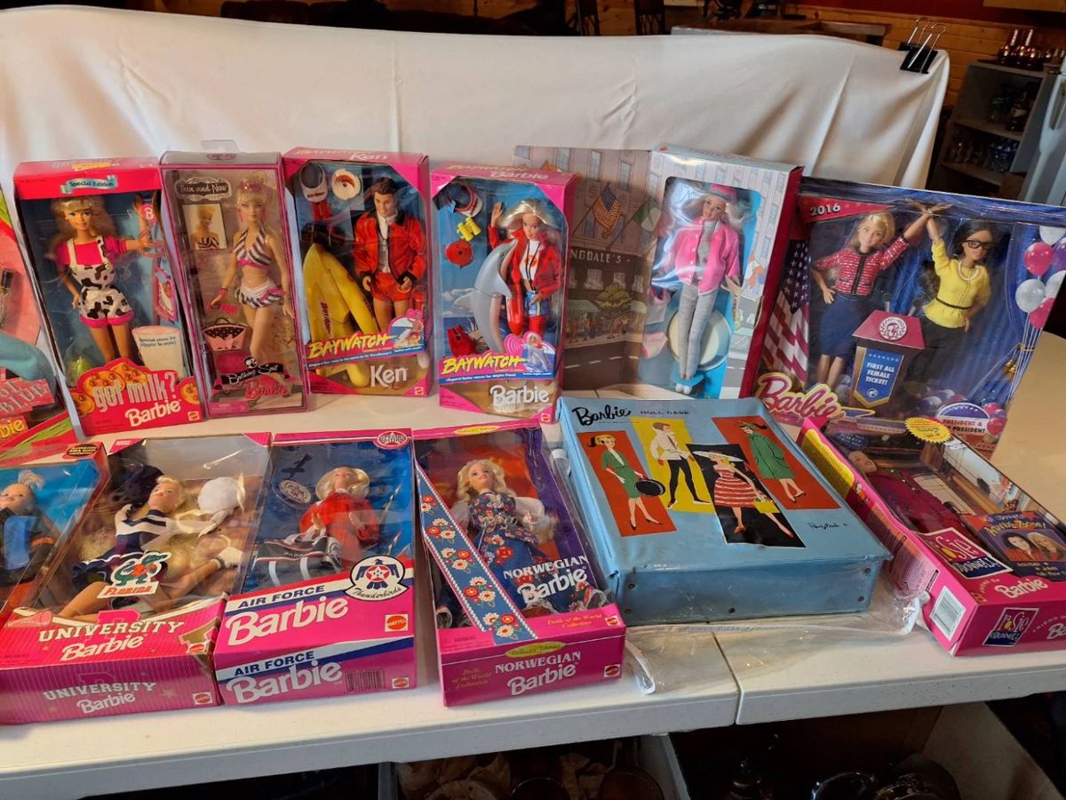 001 Giant New In The Box Barbie Collection PLUS 1961 Barbie Case and vintage Barbie clothes