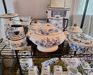 Huge Lot Of Blue Danube 2 canisters, plate warmers, baking pans and more