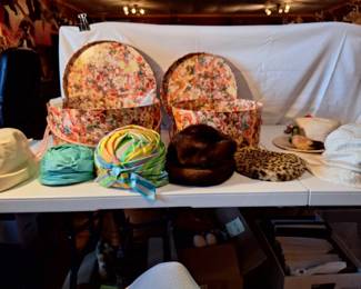 Two Hat Boxes With Vintage Looking Hats