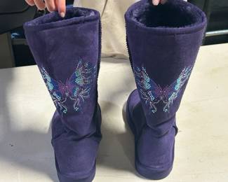 Purple butterfly boots
