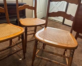 set of 4 cane seat chairs. $150