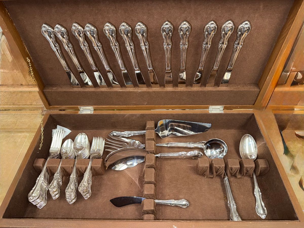 Sterling Silver Flatware Set for 12. “Joan of Arc” by International