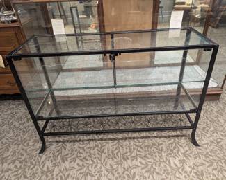 Glass display case with lock