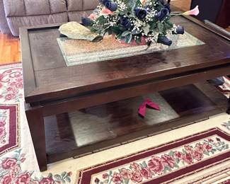 Coffee Table - 19.5" x 50.5" 30.5" Floral Area Rug - 94" x 62.5"