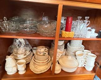 Vintage Glassware, Matching Floral China Set