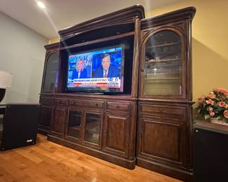 55" Panasonic Flatscreen TV Entertainment Center 89" x 70" x 24" Side Cabinets 83" x 26" x 16"