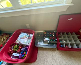 room full of Christmas decor