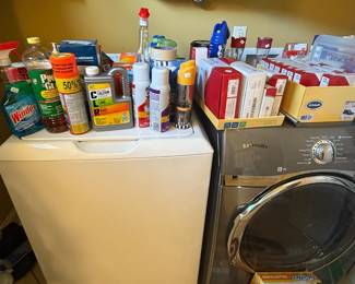 cleaning supplies, washer dryer