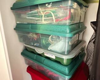 Bins of Christmas Decor
