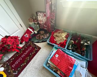 room full of Christmas decor