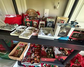 room full of Christmas decor