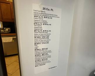 Maytag Refrigerator, 25 Cubic Feet