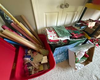 room full of Christmas decor