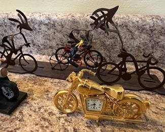 Metal Cycling Decorations, Brass Motorcycle Clock