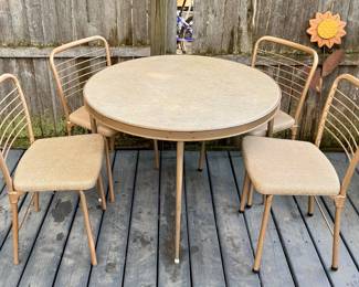 Vintage Circular Card Table and Chairs Set (Fold Up/Portable)