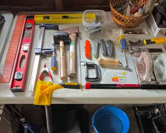 Handy Man Tools - Hammer, Hatchet, Square, Levels, Box Cutters, C Clamp, Etc. • Auto Floor Mats • Oil Changing Tray