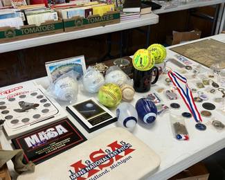 Fast pitch memorabilia, challenge coins, pins