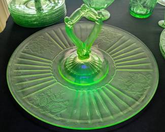 Depression Glass Uranium Sandwich Platter