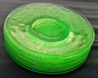 Vintage Anchor Hocking Cameo Uranium Glass Plates