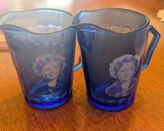 Vintage Shirley Temple Cobalt Blue Creamers