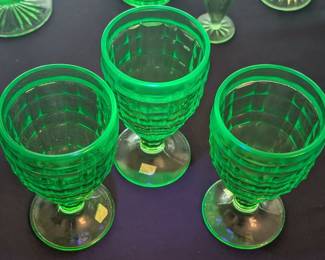 Vintage Hazel Atlas Uranium Glass Goblets