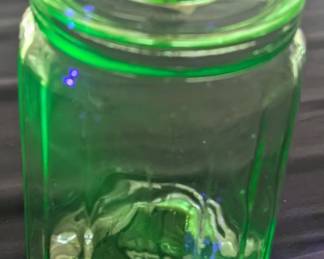 Vintage Hazel Atlas Uranium Glass Cannister with Lid