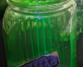 Vintage Anchor Hocking Uranium Glass Coffee Jar