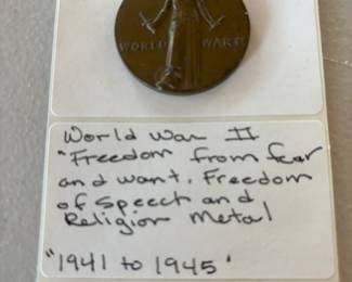 WWII Freedom from Fearand want Freedom of Speech and Religion Metal