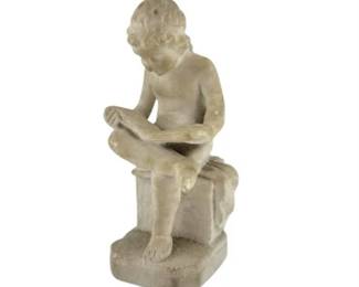 Lot 009
Antique Classical Carved Marble Sculpture of a Boy with Book, Circa 1890