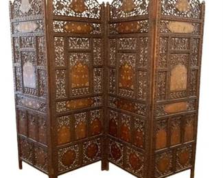 Lot 021
Moroccan Brass and Carved Four Panel Room Divider