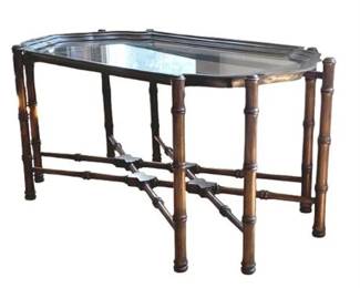 Lot 006-002
Bamboo Coffee Table With Glass and Brass Tray Top