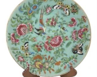 Lot 005
Canton Famille Rose Chinese Export Porcelain Celadon-Ground Plate